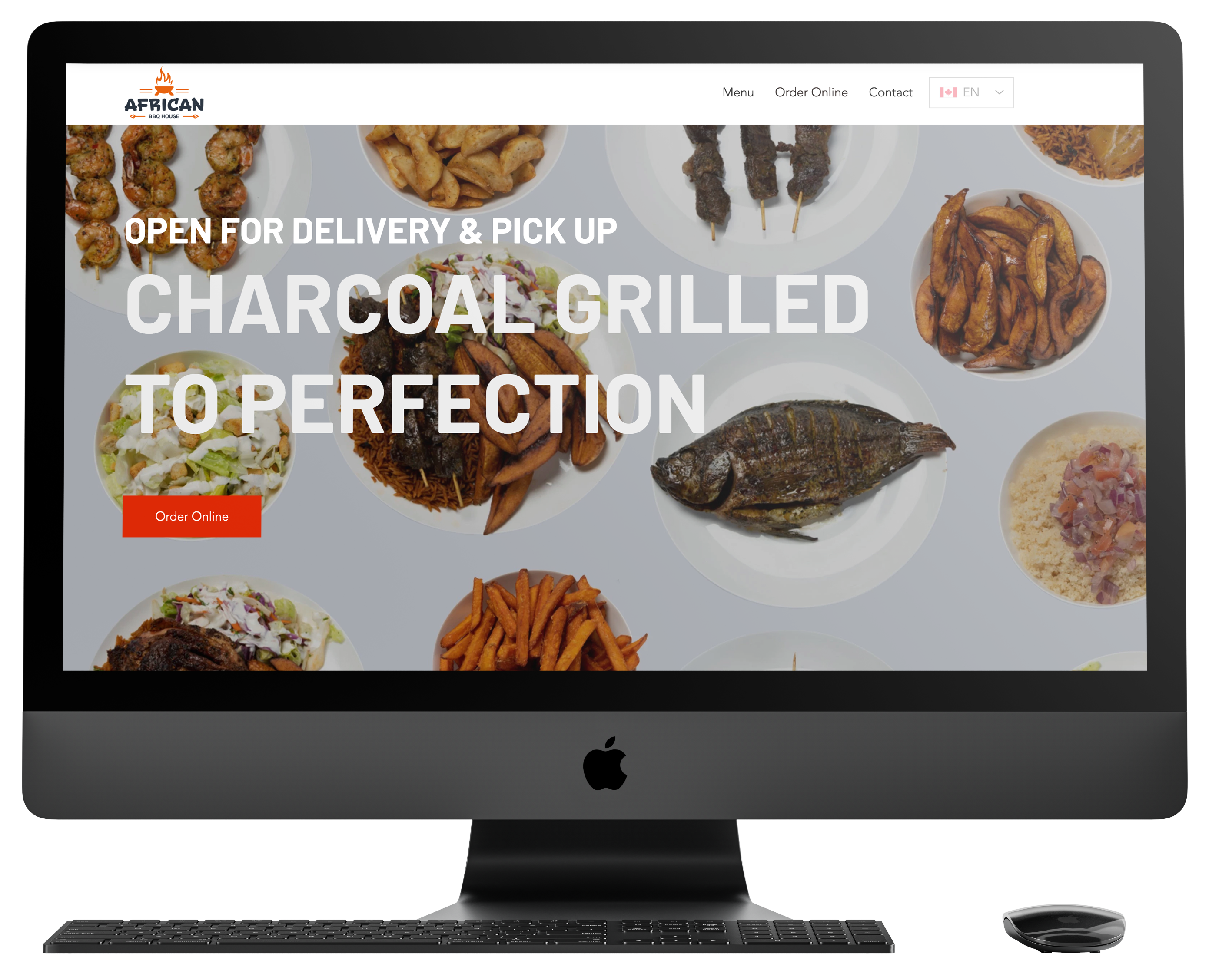 home page of African BBQ House website.